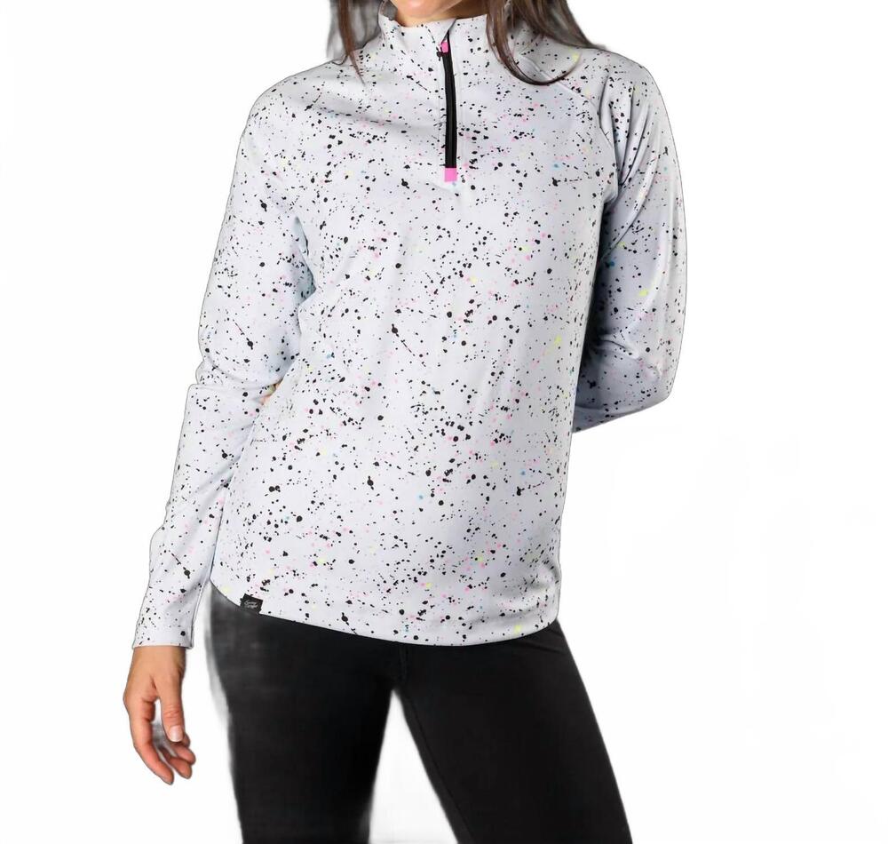 NEW SUNDAY SWAGGER women's performance q-zip splatter top in multi